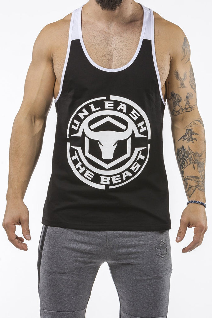 black-white workout muscle stringer iron bull strength front