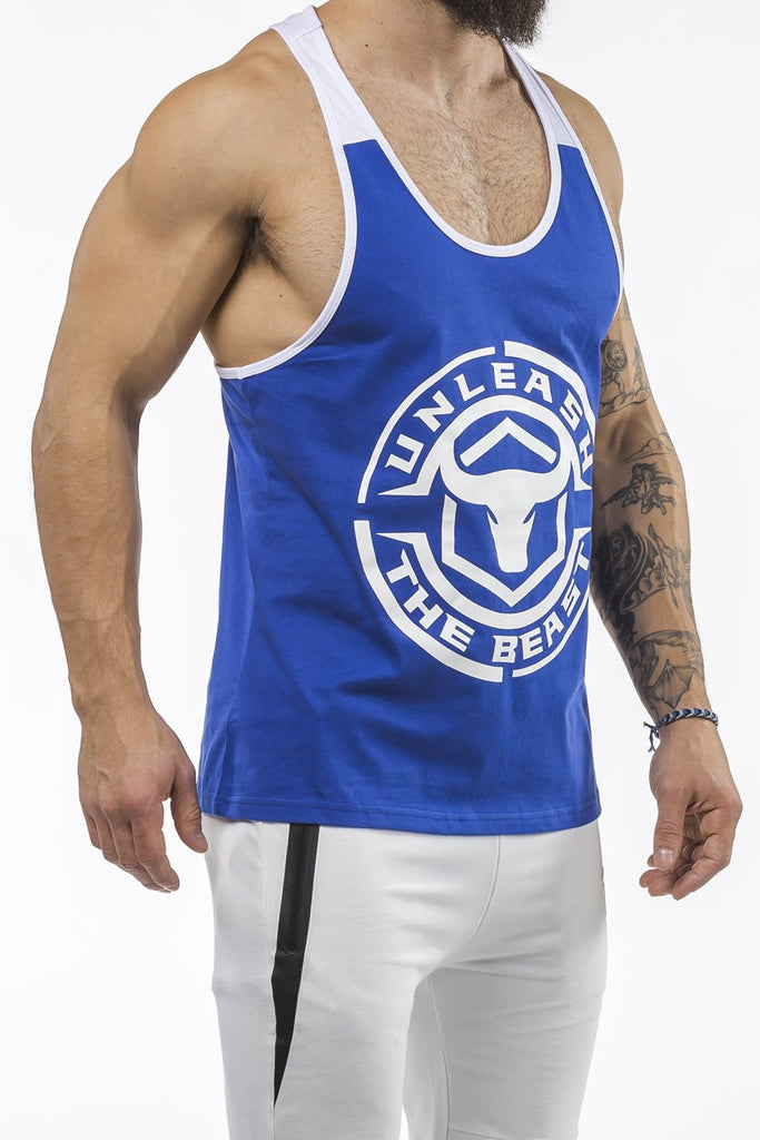 blue-white workout stringer unleash series front side