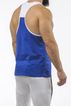 blue-white gym stringer sportswear back side