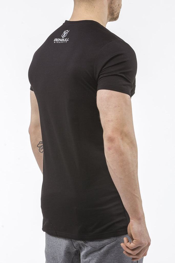 black tapered fit cotton t-shirt iron bull strength