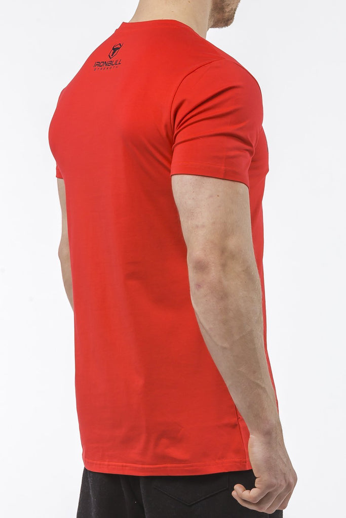 red tapered fit cotton t-shirt iron bull strength