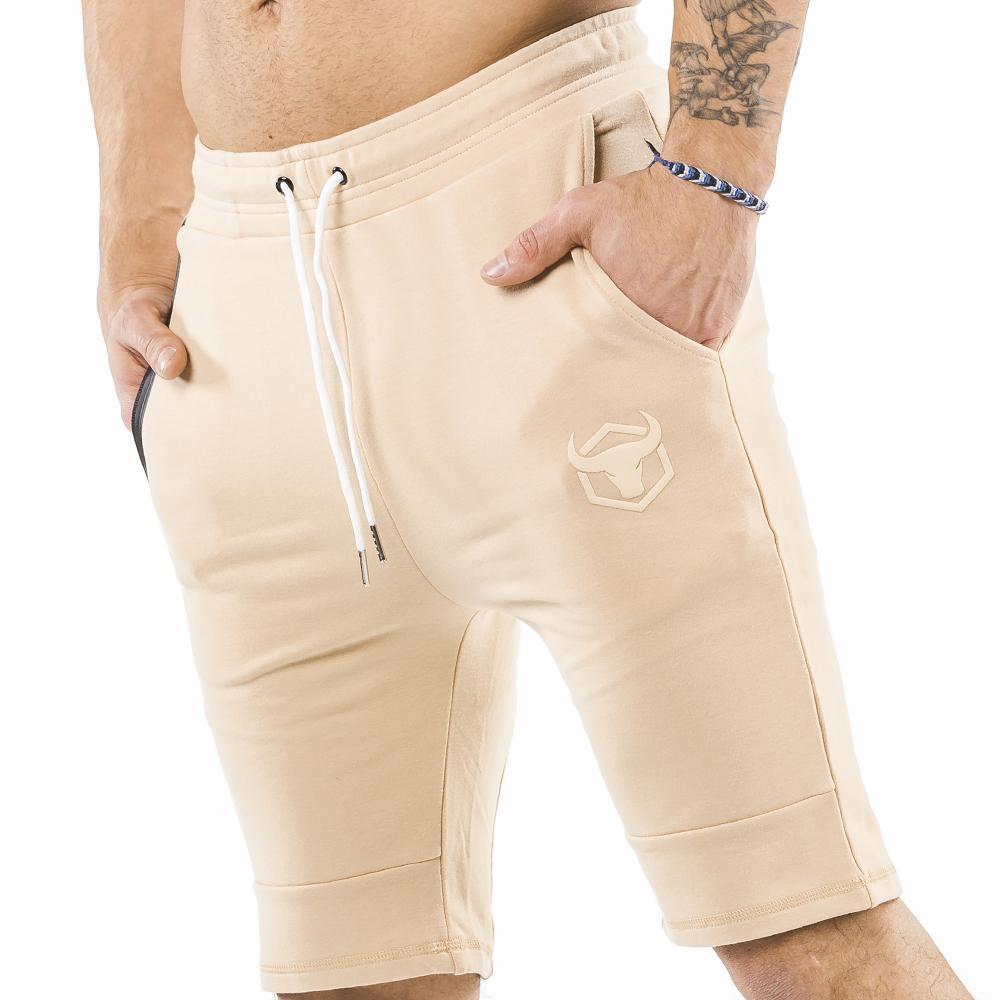 tan nice looking shorts for bodybuilder and strongman