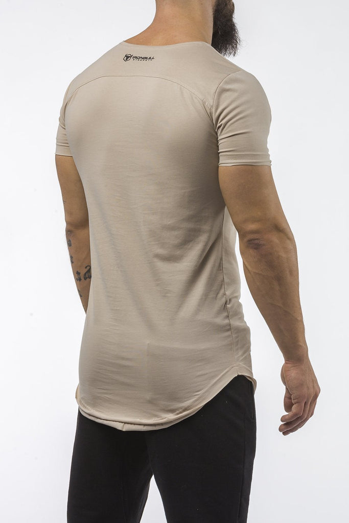 tan gym t-shirt scoop neck breathable shirt