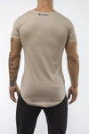 tan gym t-shirt scoop neck stretch cotton