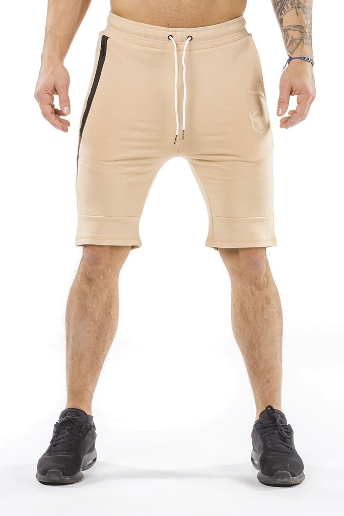 tan classic zip shorts from iron bull strength