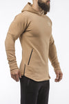tan pullover hoodie with zip iron bull strength