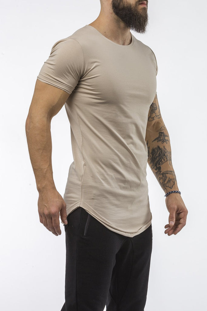 tan workout t-shirt o-neck comfortable shirt