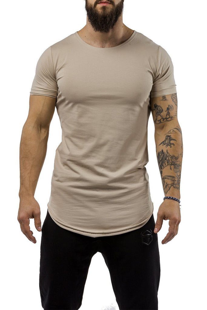 tan workout t-shirt scoop neck casual wear