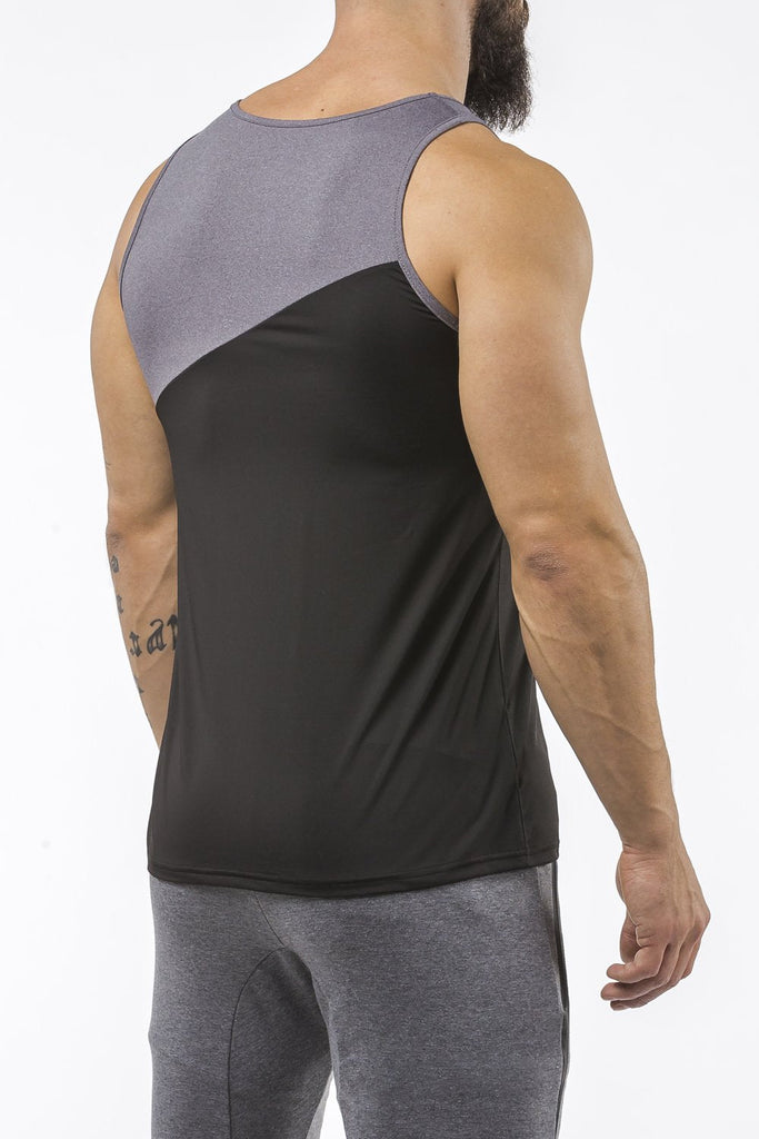 black-gray gym best breathable tank top dry-fit