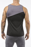 black-gray gym training tank top stretch polyester