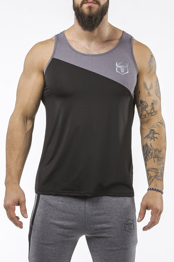 black-gray workout performance fit tank top casual wear