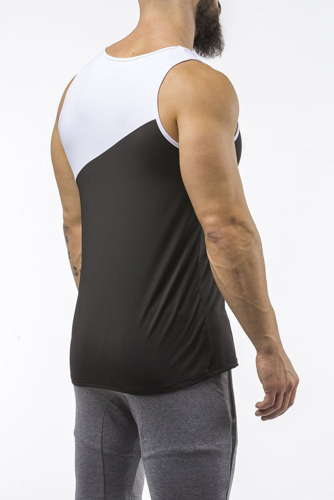 black-white gym best breathable tank top dry-fit