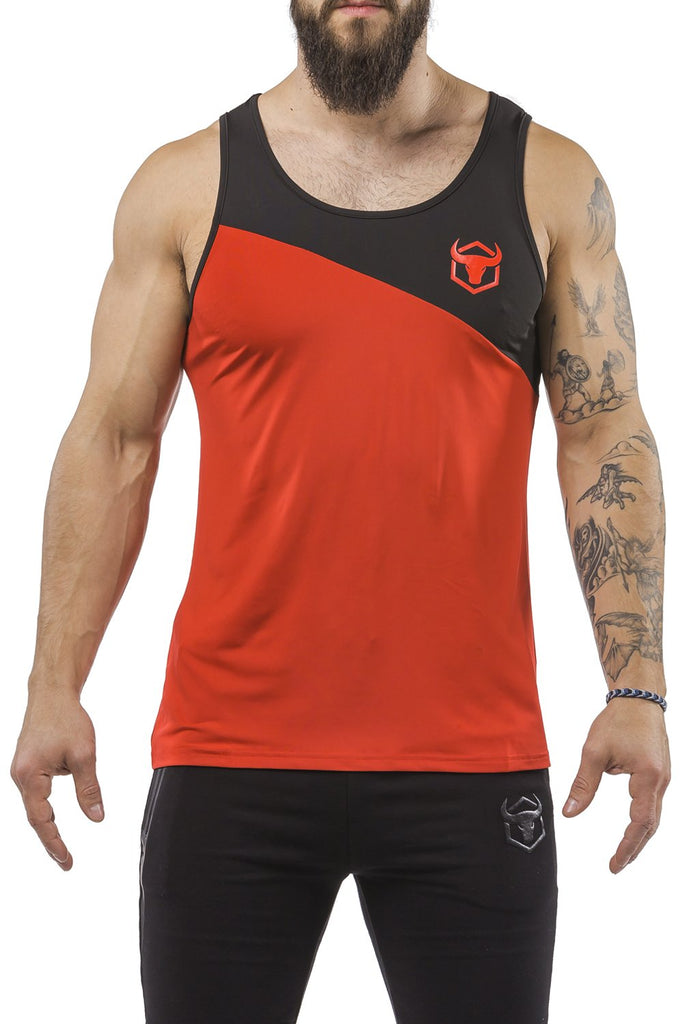 red-black workout performance fit tank top casual wear