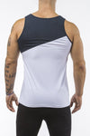 white-navy-blue gym training tank top stretch polyester