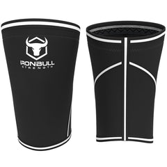 black-white iron bull strength 7mm knee sleeves front and back