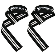 black-white lifting support straps for powerlifting
