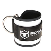 white iron bull strength nylon ankle straps