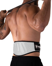 white padded squat and powerlifting belt