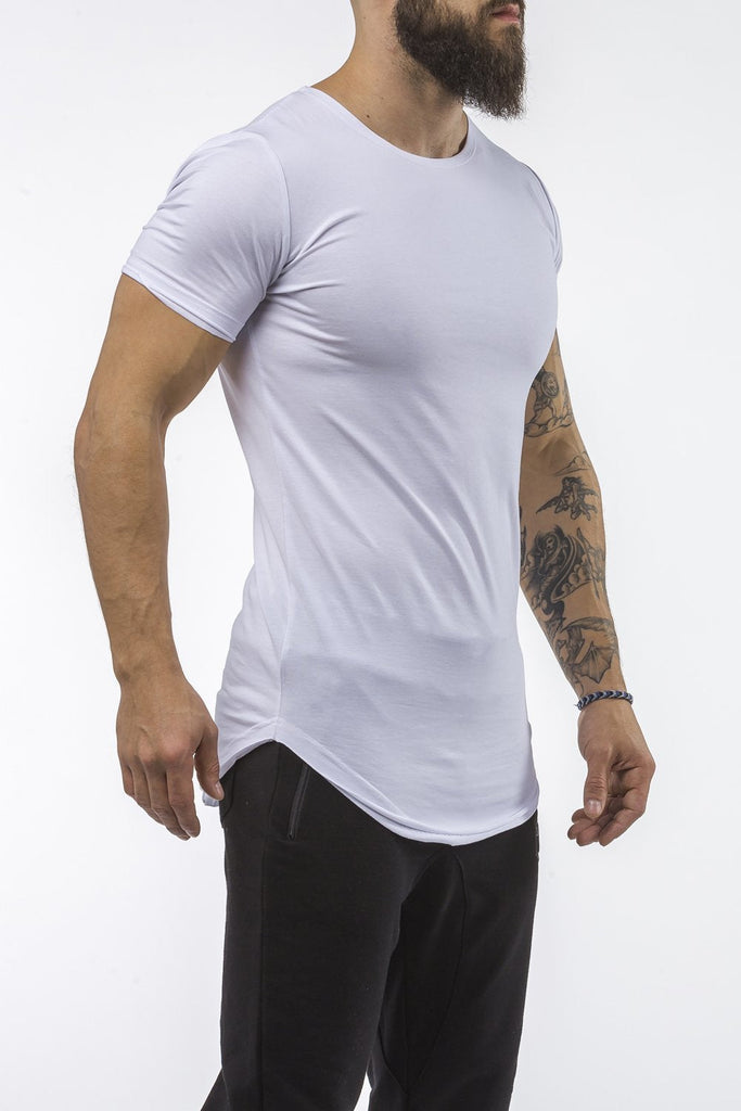 white workout t-shirt o-neck comfortable shirt