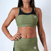 khaki women ultra soft stretchy support mesh top sports bra
