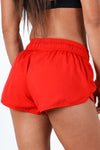 red mid rise cut women shorts performance series