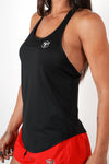black gym women tank top for mobility and comfort