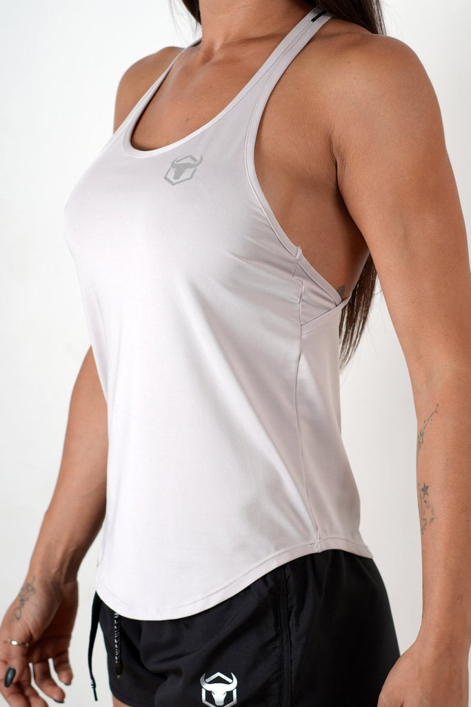 light-gray gym women tank top for mobility and comfort